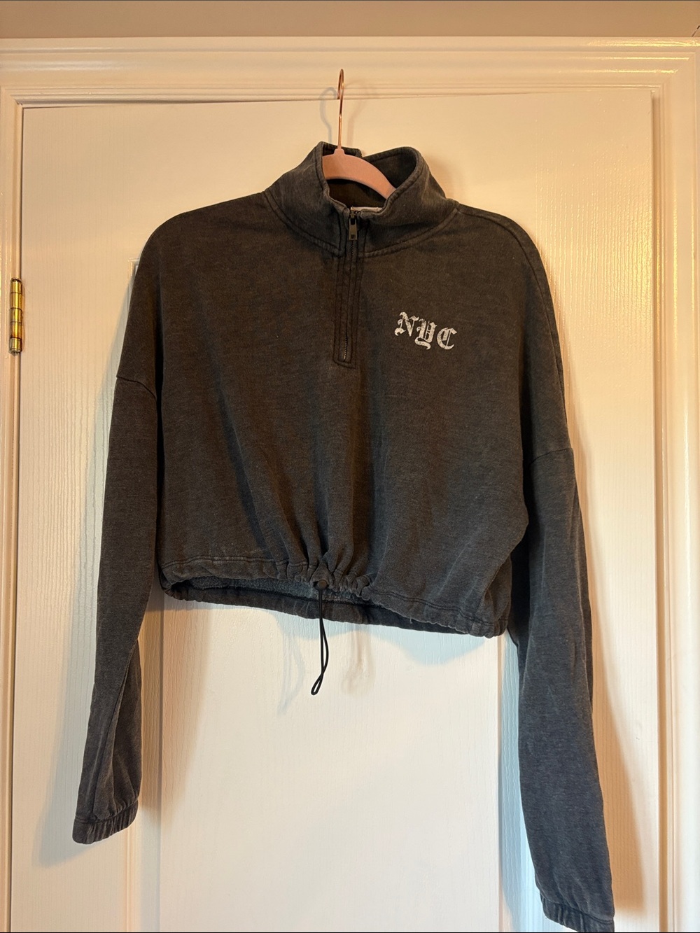Garage Cropped Quarter-Zip Pullover - Charcoal Gray
